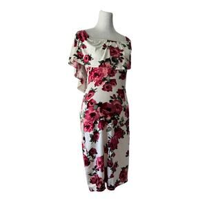 Vintage Y2K TMG White Floral Print Bodycon Mini Dress